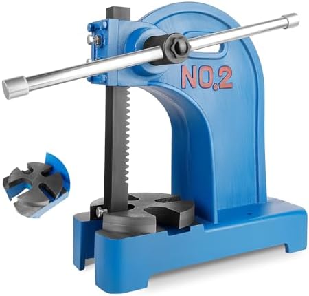 Manual Arbor Press, 2 Ton Capacity, 8.5” Height, 57 lbs, Cast Iron Desktop Press for Stamping and Bending