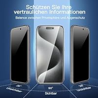NEW'C für iPhone 15 Pro Max für Panzerglas Sichtschutz mit Montagehilfe – Ansicht 4