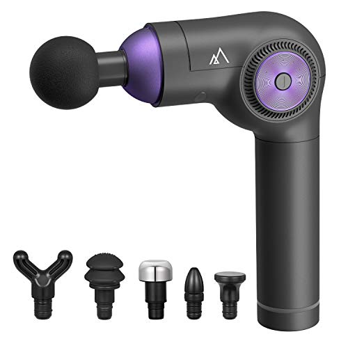 Terra Hiker Pistolet de Massage Musculaire, Masseur Muscle Profond Sans Fil avec 6 Têtes Écran LCD pour Relaxation Musculaire Soulagement et Échauffement (violet)