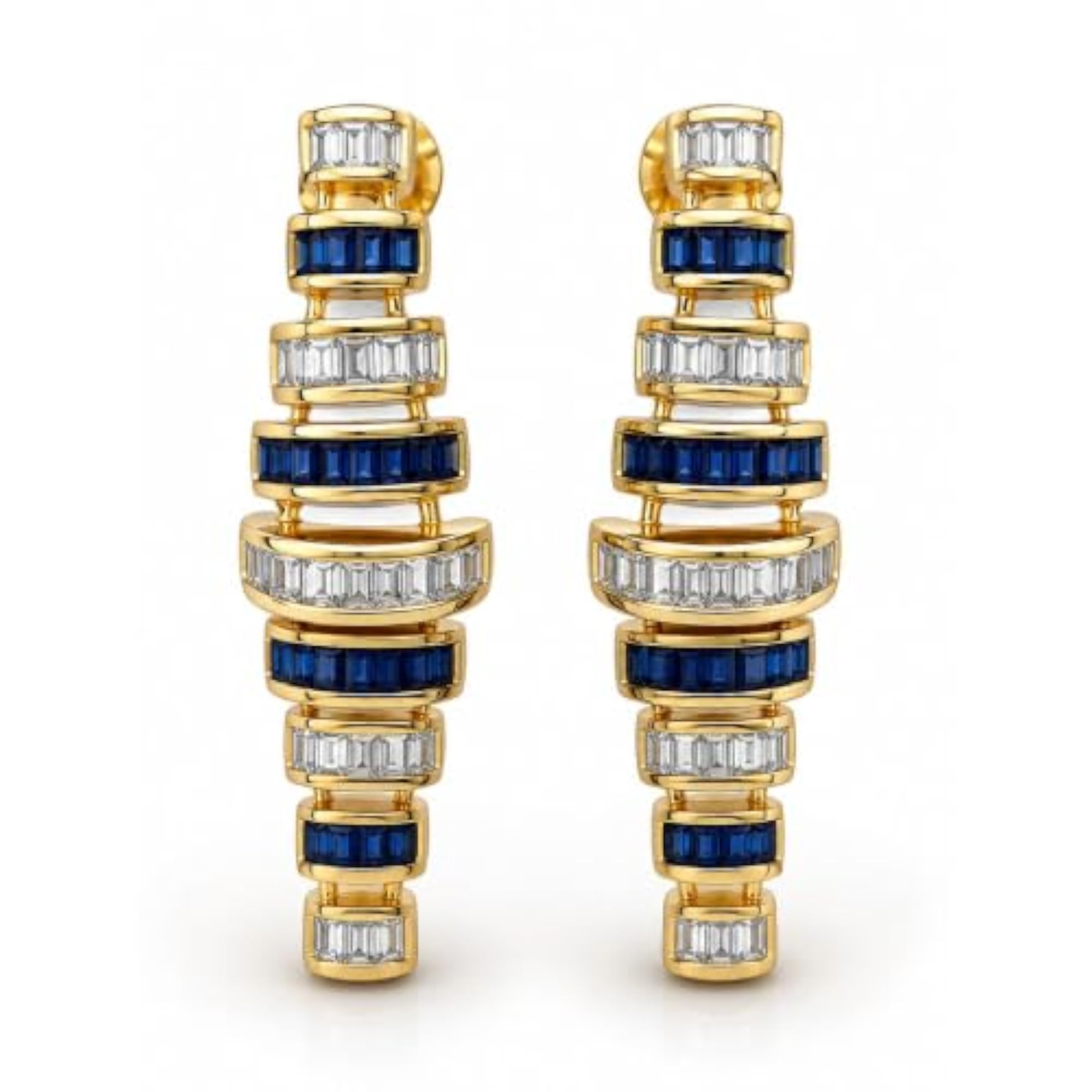 Women's 22K Gold Plated Blue & White Stone Dangler Earrings