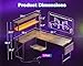 AODK L Shaped Desk Gaming Desk with LED Light & Power Outlet, 53 Inch Reversible L Shaped Computer Table with Shelf & Storage Bag & Hook for Home Office, Vintage