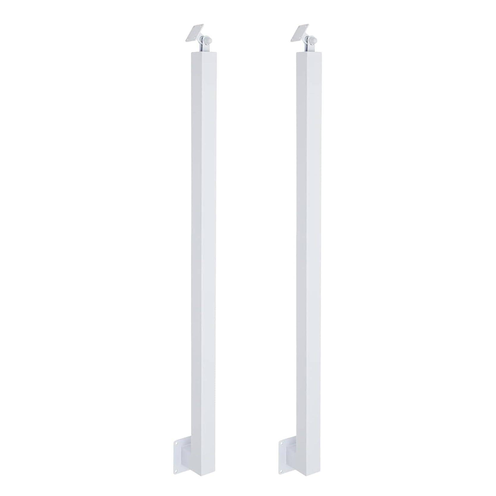 GOUZIBHD 2 Pcs Metal Stair Railing Square Stair Baluster Posts with Flat & Adjustable 270° Angle Bracket,Banister Column for Decks Balconies Stairs,Side Mount(Size:90cm/35.4in,Color:White)