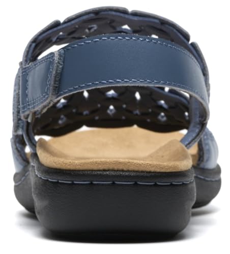 Clarks Clarks Women's Laurieann Lily Flat Sandal, Denim Blue Leather, 8