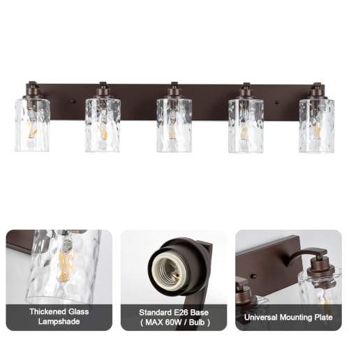 Image of 5-Light Bathroom Light Fixtures Modern ORB Vanity Lights