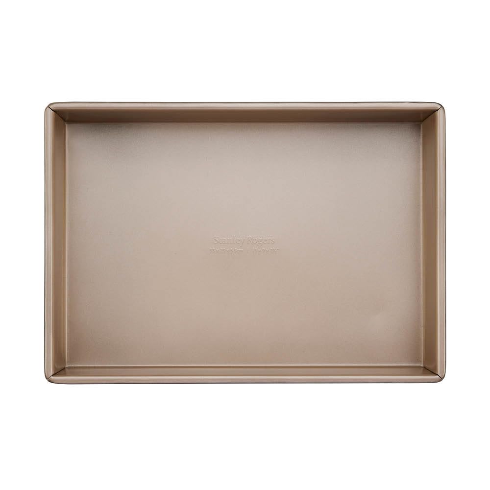 Stanley Rogers Ceramabake Healthy Non-Stick Ceramic, Folded Roasting Pan, Bake Without PFAS PTFE PFOS PFOA Cadmium & Lead, Ideal for Lamingtons Slab Cakes Focaccia and Everyday Baking, 33x23x5.5cm