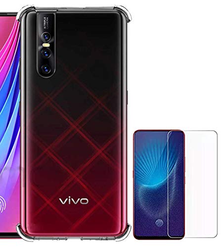 Image of Soft Flexible Silicone Back Cover (Vivo V15 Pro, Transparent Case + Screen Guard)