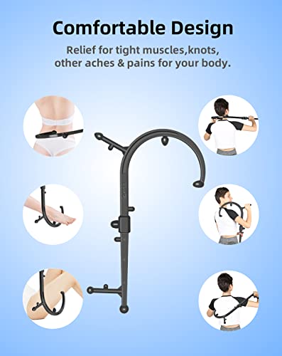 Masacane Back Massage Hook Trigger Point Massager Tool, Handheld Self Massage Cane Therapy For Back Neck & Shoulder Pain Relief, Deep Muscle Knots Massage Stick For Women & Men (Black) #TOP1