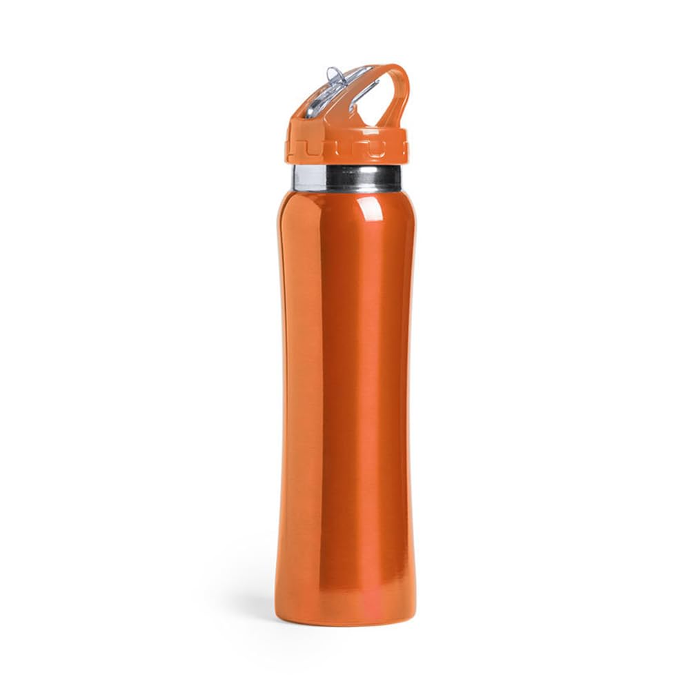 eBuyGB Stainless Steel Water Bottle with Flip Straw Reusable BPA Free 800ml Metal Drinks Bottle Cup (Orange)