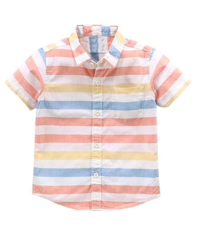 parth fashionRegular Fit Printed Kids & Junior Boys Shirt (2-3 Years, Peach)