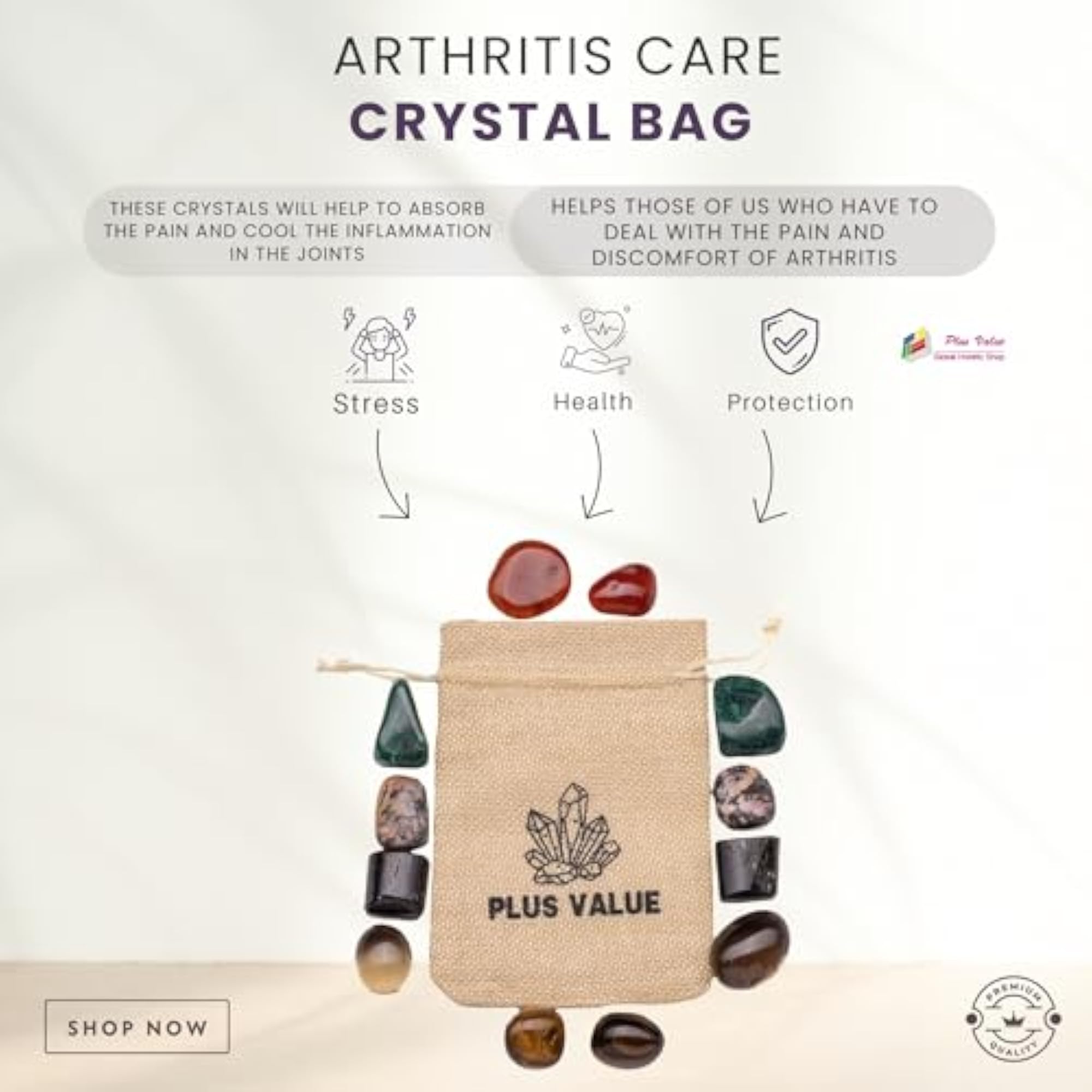 Arthritis Care Reiki Healing Crystal Bag