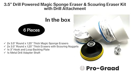 Image of 3.5 inch Drill Powered Magic Sponge & Scour Eraser Kit with Drill Attachment