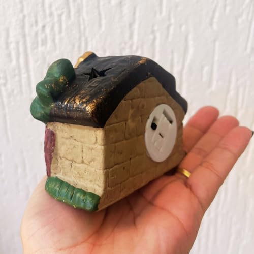 Enfeite de Natal Presepio de Porcelana com Luz de Led Colorida com Papai Noel, Decoração Natalina