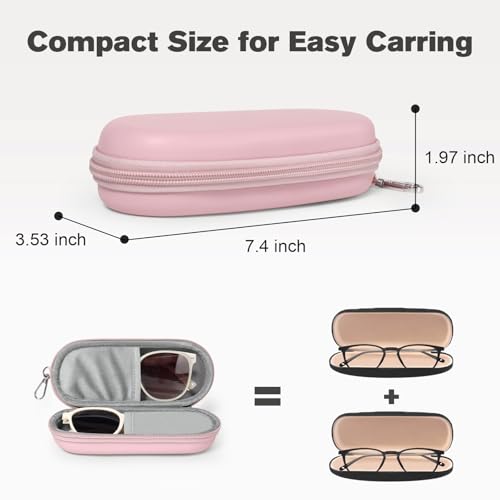 Image of Double Eyeglasses Case, Dual Glasses Sunglasses Organizer with Zipper Closure, Eyewear Storage Box for Men Women Travel