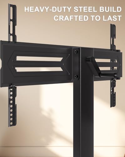 Image of WALI Rolling TV Stand with Hand Crank Lift, Mobile Tall Television Stand Mount on Wheels for 30-70 inch TVs up to 110 lbs, Swivel Height Adjustable TV Cart with Wood Base for Bedroom(TVDVD-7MR), Black
