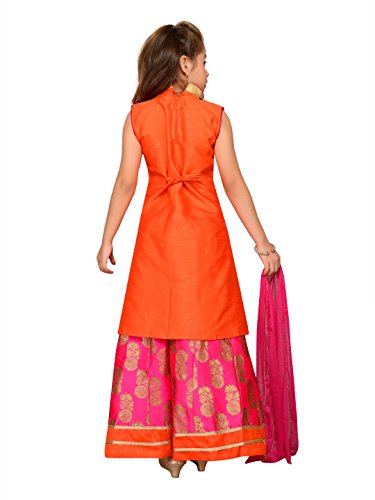 Image of Aarika Girl's Long Jacket, Lehenga And Dupatta Set