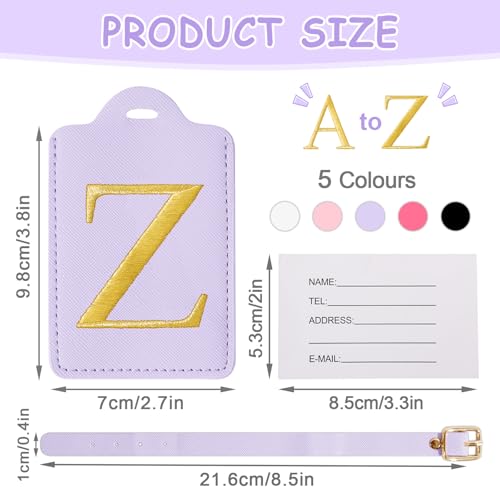 Image of Personalized Initial Letter Luggage Tags for Suitcases,Suitcase Identifier Baggage Tag,Cute Travel Luggage Tags,Best Gift Wedding Birthday for Couples Honeymoon Friend Family Vacation(Purple Z)