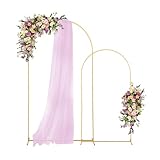 SuuWoee Metal Arch Backdrop Stand Set of 2 Gold (7.2FT+6FT) Wedding Arch Stand Balloon Arched Frame for Birthday Party Baby Shower Graduation Ceremony Decoration