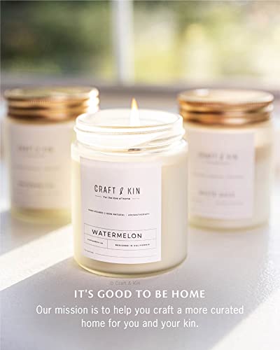Craft And Kin Candle Watermelon, 8 Oz, 45 Hour Burn, Scented Wood Wicked Candles, All Natural Soy Candles, Scented Candle, Summer Candle, Relaxing Aromatherapy Candles For Home Scented #TOP5