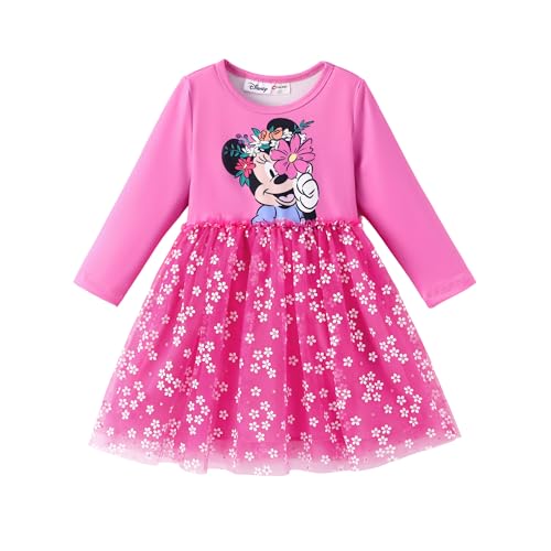 Image of Disney Princess Frozen Elsa Minnie Stitch Toddler Girl Tulle Tutu Dress Ruffle Sleeve Mesh Summer Birthday Party Clothes 2-9Y