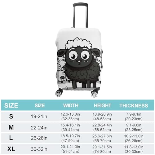 Cartoon Black White Sheep Luggage Cover, Washable Elastic Suitcase Cover Protector Fit 18-32 Inch Luggage2