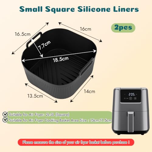 BYKITCHEN Airfryer Silikonform für Cosori/Chefman Mini Heißluftfritteuse 2L, Heißluftfritteuse Zubehör für Airfryer Klein 1-2 Personen, Silikoneinsatz Silikon Einsatz Backform