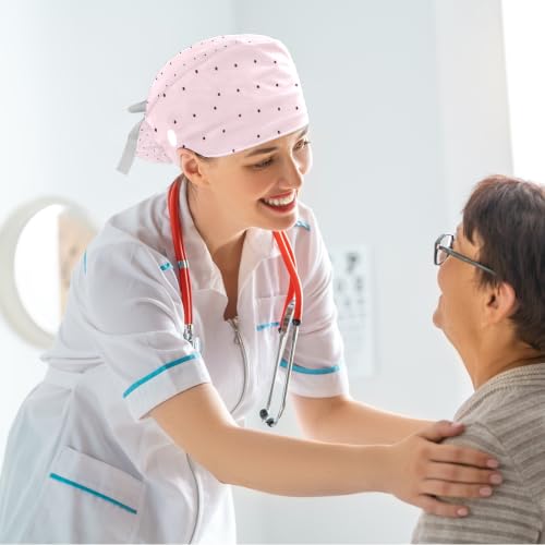 Image of Butterfly Scrub Cap Women with Ponytail & Buttons Adjustable Surgical Nurse Hat with Cotton Sweatband for Long Hair