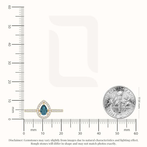 Pear Natural Gemstone Halo Rings for Women in 925 Silver/18K Yellow/Rose Gold Vermeil, Birthstone Jewelry Gifts for Her Birthday, Wedding Anniversary, Christmas, Mothers Day, Graduation3