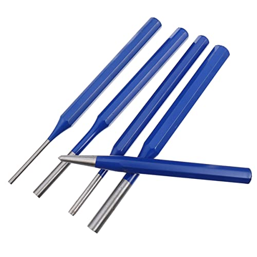 VILLCASE Woodworking Tool 5pcs Pin Punch Set Vanadium Steel Heat Treated 3mm-8mm Punches