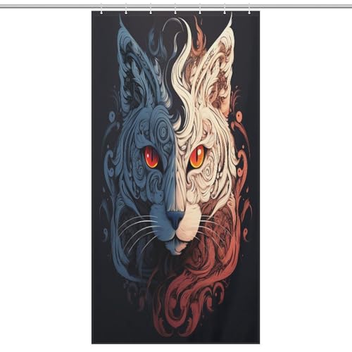 Rideau de douche chat 92x183cm imperméable avec crochets