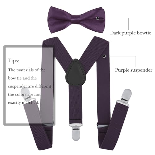 image for AWAYTR Child Kids Suspenders Bowtie Set - Adjustable Suspender Set for