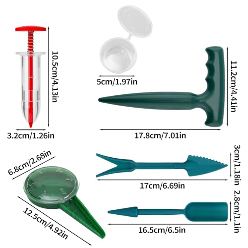 Gosknor 12uds Kit de Mini Esparcidores Semillas, Pequeña Herramienta para Sembrar Semillas con Caja Juego Excavador Manual de Plántulas Minidispensador para Hortalizas Flores - imagen 2