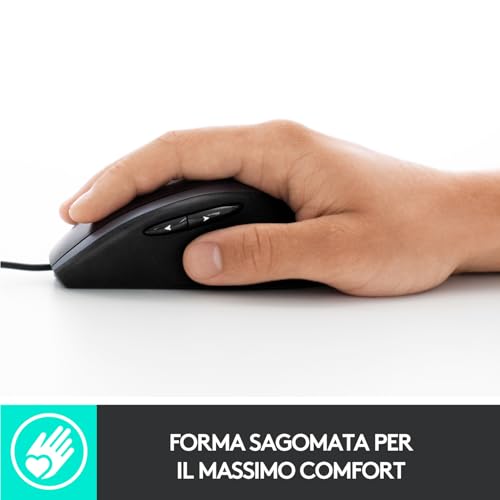 M500s Mouse con cavo con scorrimento iperveloce avanzato e inclinazione, pulsanti personalizzabili, tracciamento di precisione, regolazione DPI e funzionalità USB plug-and-play - Grigio - Mouse gaming - Immagine 2