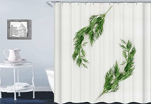 Rideau douche vert 150x200cm KnSam en polyester avec motifs feuilles branches - 2