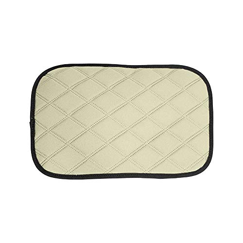 Image of FH Group Neosupreme Beige Diamond Pattern Center Console Pad - Water-Resistant Armrest Cover Protector for Cars, SUVs & Trucks