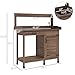 Outsunny Potting Bench Table with Sink, Outdoor Work Bench Table with Storage Cabinet, Hooks, Removable Sink, Faucet and Drawer for Greenhouse, Garden, Patio, Dark Brown