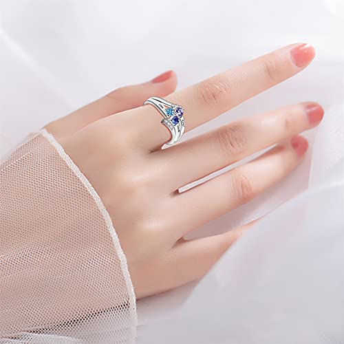 BAUMA AUTO Personalized Mothers Rings with 1-9 Simulated Birthstones Custom Anniversary Rings for Women Family Name Rings for Mom3
