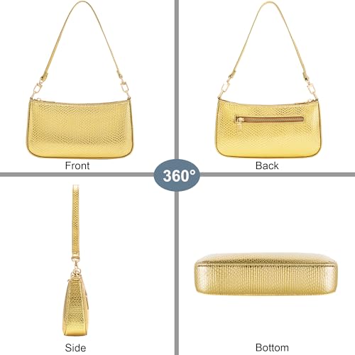 Image of Shoulder Bag for Women Retro Vegan Leather Classic Clutch Tote HandBags Purses with Zipper Closure