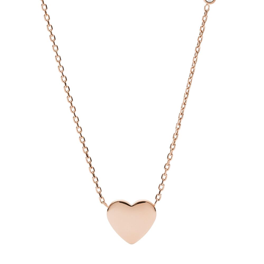 Fossil Necklace for Women Vintage Iconic, 40.6 cm + 5.1 cm / W:10mm Rose Gold Stainless Steel Necklace, JF03081791