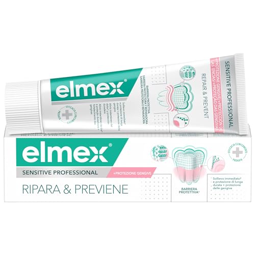 Elmex - Dentifricio Sensitive Professional Ripara e Previene 75ml (Consegna in 48 Ore), Dentifricio Professionale per Denti Sensibili, Protezione delle Gengive, Sollievo dal Dolore dei Denti