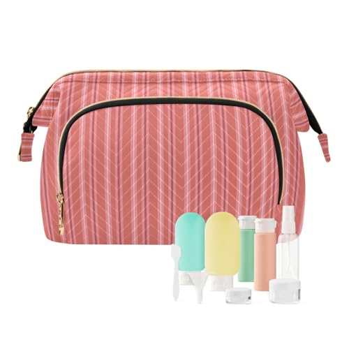 Borsa per trucchi con cerniera borsa per cosmetici da per il cambio per pennelli da trucco strisce rosse 25.9 x 15 x 17 cm Strisce rosse. 10.2x5.9x6.7 pollici donna