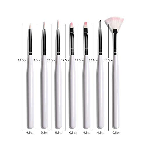 Nejlsd 7Pcs Gel Nail Art Painting Brush Design Tools Nail Art Tips Builder Brush Pen Flower Drawing Pen For Professional Salons (White) #TOP1