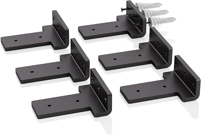 Reyox Hidden L Floating Shelf Brackets, Heavy Duty Shelf Brackets Industrial Wall Mounted, Rustic Black Shelf Brackets with Modern Iron Finish(1 Set-4 Piece) (10 Inch)-image-24