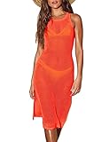 Fit Us Größe XS-L Bsubseach Crochet Cover Ups für Bademode Frauen Strand Cover Up Kleid Sommer Strandmode,Orange, Einheitsgröße