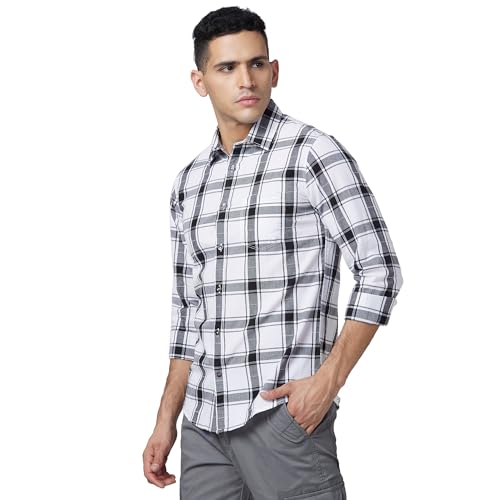 Image of Spykar Men's Regular Fit N /A Full Sleeve Checked Casual Shirts