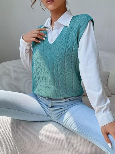 Image of Womens Sweater Vest Sleeveless Cotton Casual V Neck Pullover