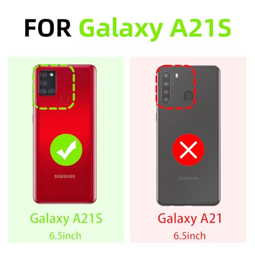 Image of Samsung Galaxy A21s Case for Women, Gradual Change Glitter Crystal Soft TPU Stylish Butterfly Floral Heart Clear Protective Cover with Strap (Purple)
