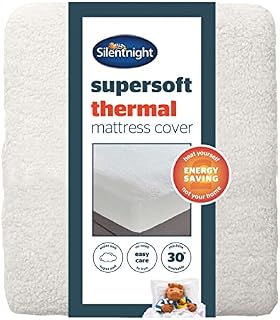 Silentnight Supersoft Thermal Mattress Protector - Double Mattress Cover with Teddy Bear Fleece Thermal Properties, Fitted Skirt, Machine Washable and Hypoallergenic - Double Bed, Cream (565264GE)