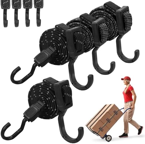 6x Spanngurte Mit Haken - Verstellbare Expander 45cm Schwarz