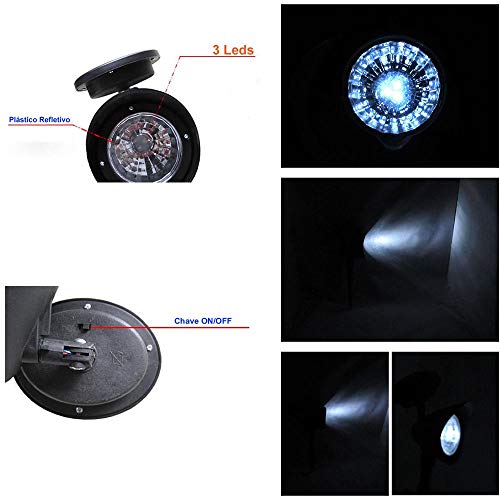 Luminária Solar Jardim PVC Rígido Spot 3 leds 6 peça CBRN13104