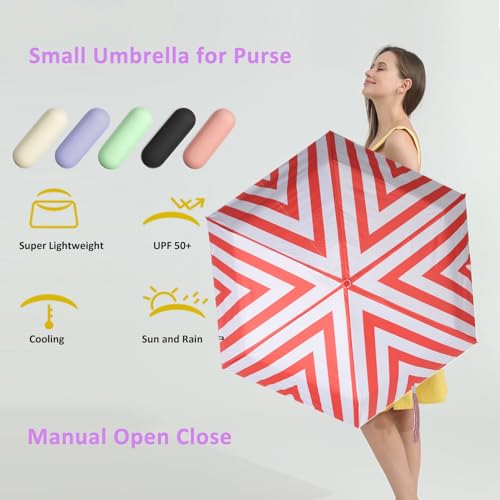 Image of BAODINI Travel Mini Umbrella for Purse with Case-Small Compact UV Umbrella Protection Sun-Lightweight Tiny Pocket Umbrella with Case for Women, Girls